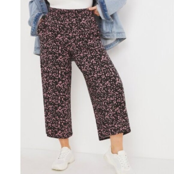 Penningtons Wide Leg Stretch Pleated Floral Culottes Pants - Picture 1 of 8
